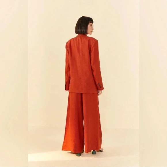 Farm Rio Burnt Orange Linen Blazer Size Medium - Picture 5 of 5